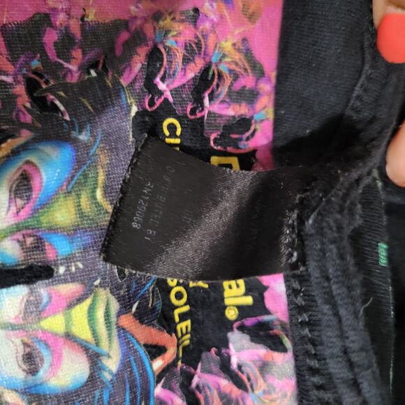 Desigual Cirque du Soleil Tee Black Foil Metallic Sharkbite T Shirt Size Small - Picture 12 of 15